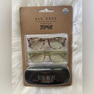 RAE DUNN (2) Premium Blue Light Blocking Filter Reading Glasses 00 + Case